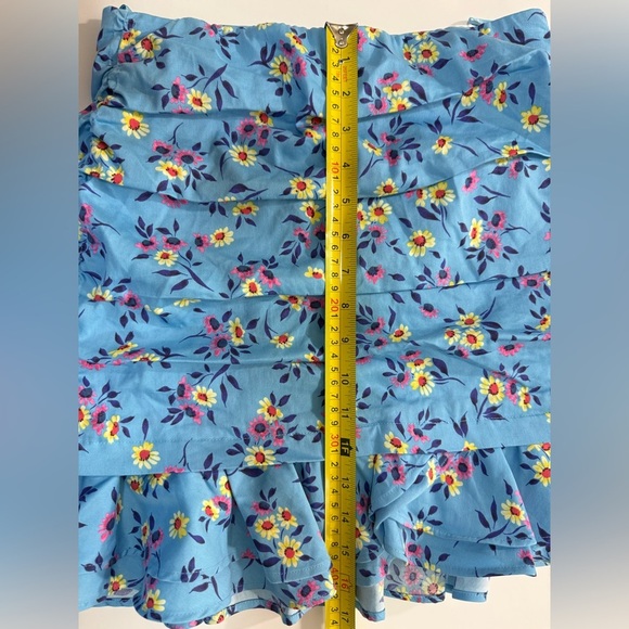 ZARA Sky Blue Floral Printed Mini Skirt Medium - Picture 11 of 13
